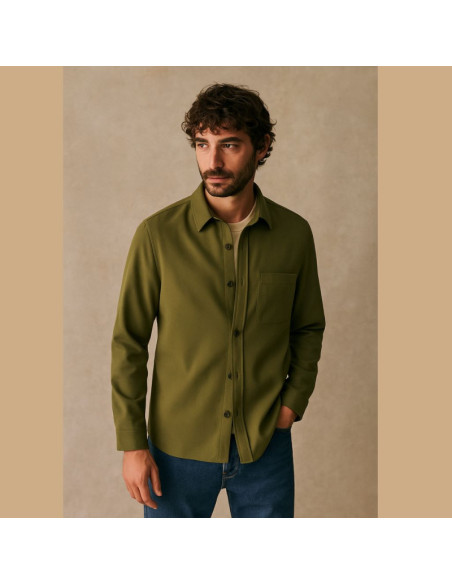 Tessuto twill di viscosa pesante - Oliva