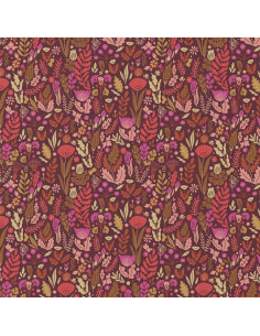 Tessuto popeline di cotone - Malvina cioccolato e rosa 2