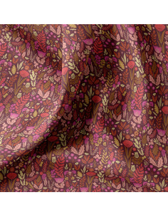 Tessuto popeline di cotone - Malvina cioccolato e rosa