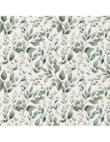 Tessuto popeline di cotone - Luara bianco e verde