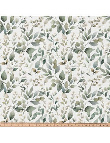 Tessuto popeline di cotone - Luara bianco e verde
