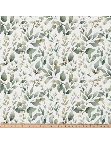 Tessuto popeline di cotone - Luara bianco e verde