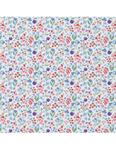 Tessuto popeline di cotone - Céline bianco e blu 2