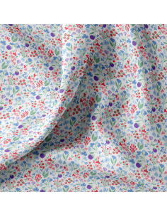 Tessuto popeline di cotone - Céline bianco e blu