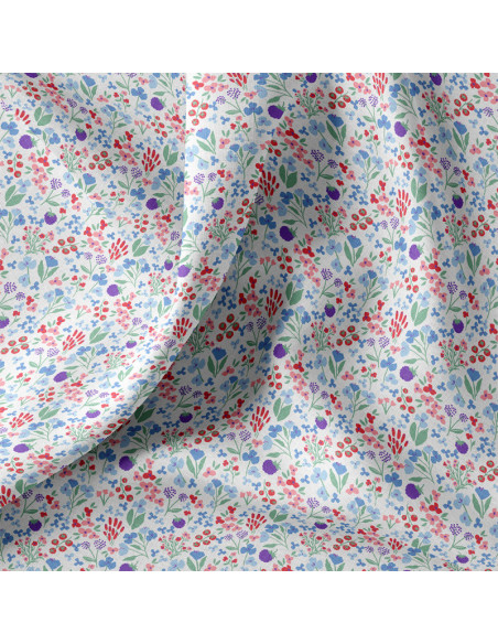 Tessuto popeline di cotone - Céline bianco e blu