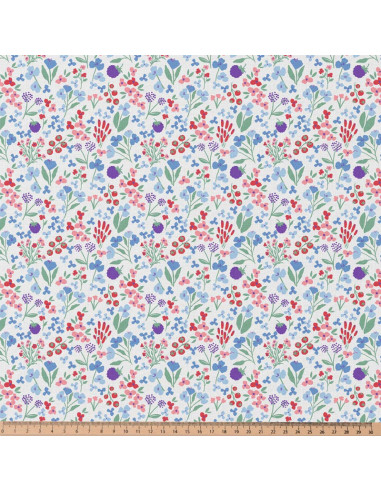 Tessuto popeline di cotone - Céline bianco e blu