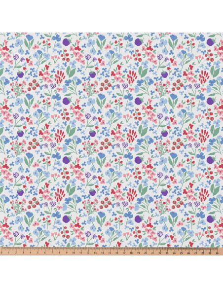 Tessuto popeline di cotone - Céline bianco e blu