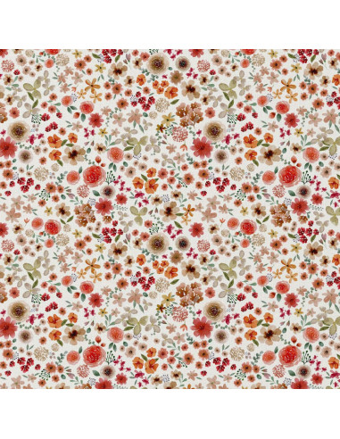 Tessuto popeline di cotone - Hortense écru e rosso