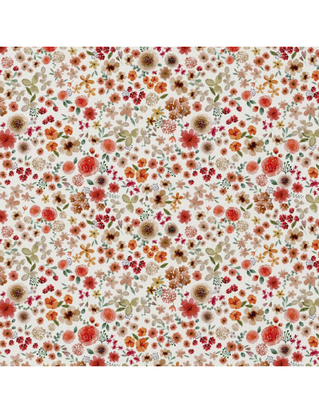 Tessuto popeline di cotone - Hortense écru e rosso