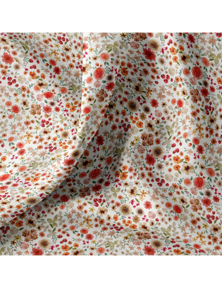 Tessuto popeline di cotone - Hortense écru e rosso