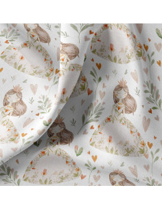 Tessuto popeline di cotone - Niouchka bianco e rosa