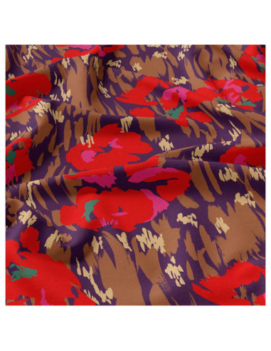 Tessuto viscosa - Amaya viola e rosso