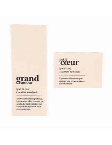 Lot de 2 étiquettes tissées - Duo Grand coeur