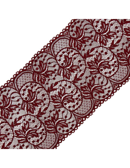 Pizzo elastico grande larghezza 16,7 cm - Bordeaux