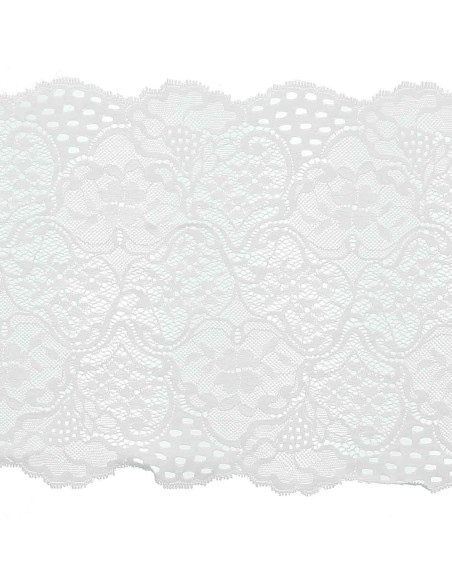 Pizzo elastico grande larghezza - Bianco