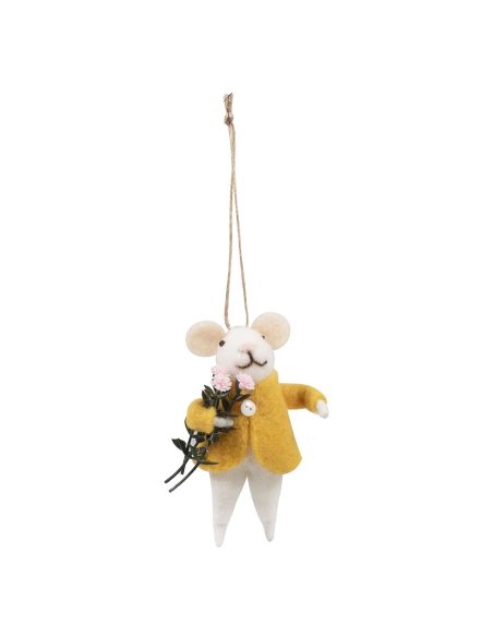 Kit per infeltrimento ad ago - Topo con bouquet di fiori