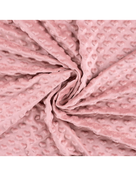 Tessuto minky cuore - Rosa antico