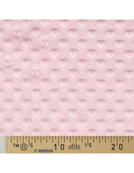 Tessuto minky cuore - Rosa pastello