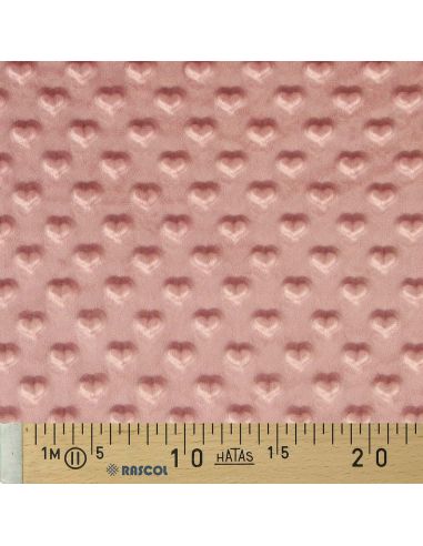 Tessuto minky cuore - Rosa antico