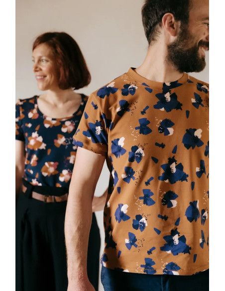 Tessuto jersey di cotone Anémona Camel - Églantine & Zoé