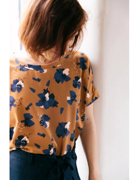 Tessuto jersey di cotone Anémona Camel - Églantine & Zoé