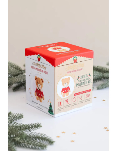 Set di palline di Natale amigurumi all'uncinetto - L'orsetto