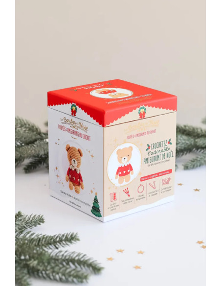 Set di palline di Natale amigurumi all'uncinetto - L'orsetto