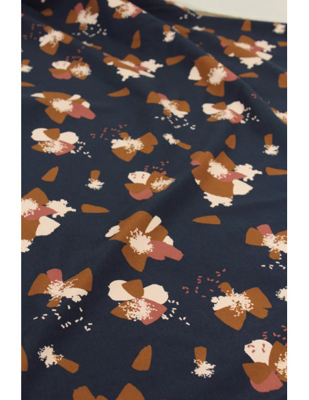 Tessuto jersey di cotone Anémona Blu inchiostro - Églantine & Zoé