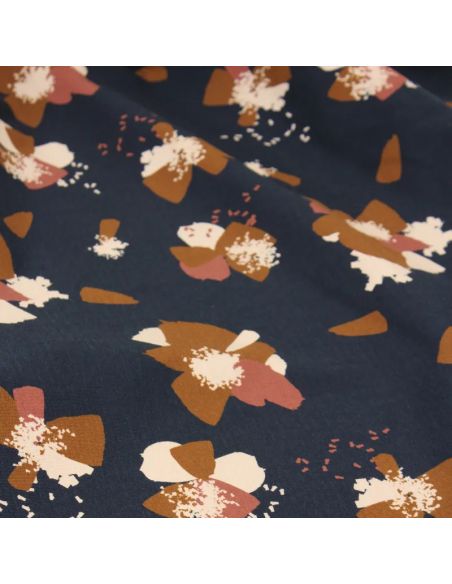 Tessuto jersey di cotone Anémona Blu inchiostro - Églantine & Zoé