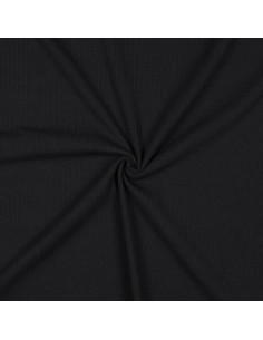 Tessuto jersey di cotone a maglia fine a coste - Nero