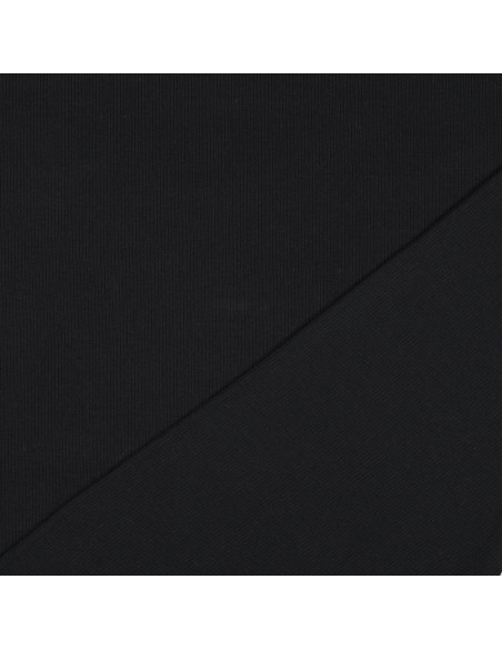 Tessuto jersey di cotone a maglia fine a coste - Nero