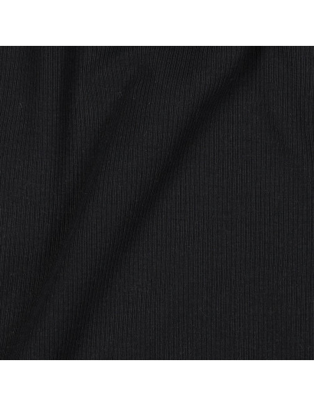 Tessuto jersey di cotone a maglia fine a coste - Nero