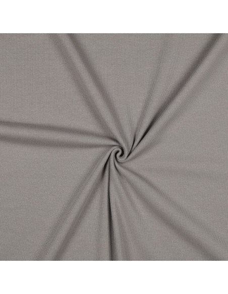 Tessuto jersey di cotone a maglia fine a coste - Grigio