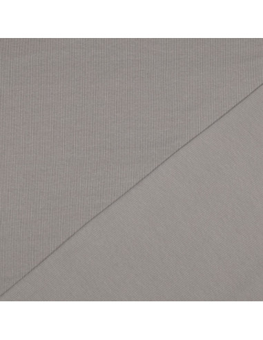 Tessuto jersey di cotone a maglia fine a coste - Grigio