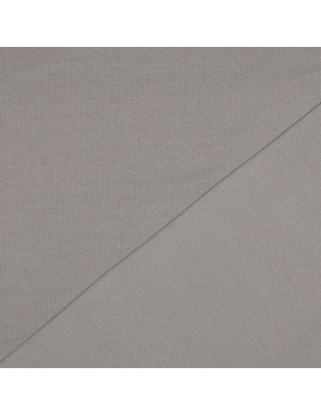 Tessuto jersey di cotone a maglia fine a coste - Grigio