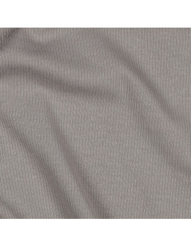 Tessuto jersey di cotone a maglia fine a coste - Grigio