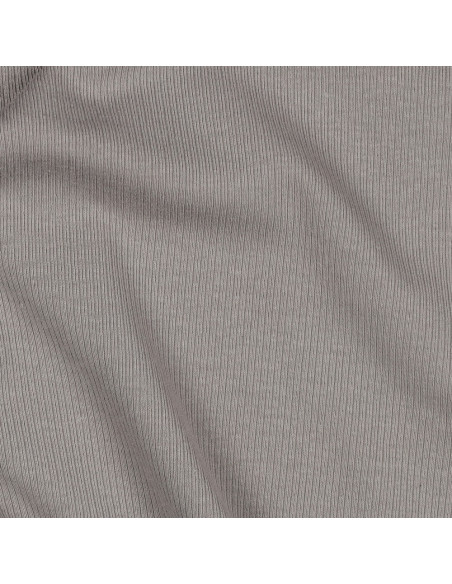 Tessuto jersey di cotone a maglia fine a coste - Grigio
