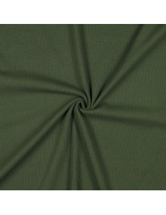 Tessuto jersey di cotone a maglia fine a coste - Verde scuro