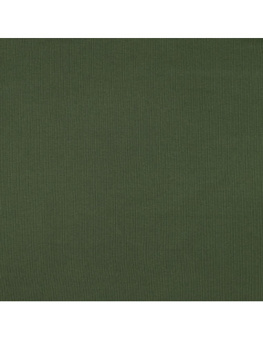 Tessuto jersey di cotone a maglia fine a coste - Verde scuro