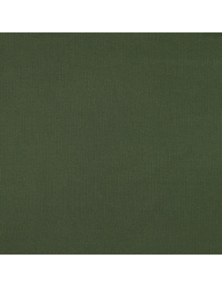 Tessuto jersey di cotone a maglia fine a coste - Verde scuro