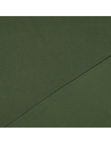 Tessuto jersey di cotone a maglia fine a coste - Verde scuro