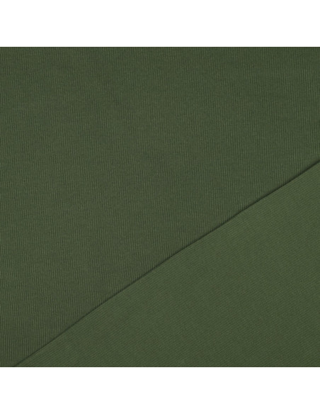 Tessuto jersey di cotone a maglia fine a coste - Verde scuro