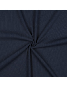 Tessuto jersey di cotone a maglia fine a coste - Blu navy