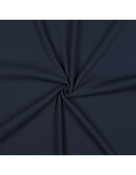 Tessuto jersey di cotone a maglia fine a coste - Blu navy