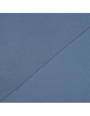 Tessuto jersey di cotone a maglia fine a coste - Jeans