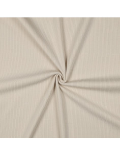 Tessuto jersey di cotone a maglia fine a coste - Sabbia