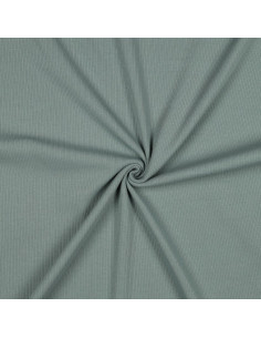 Tessuto jersey di cotone a maglia fine a coste - Verde grigio