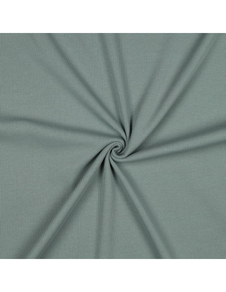 Tessuto jersey di cotone a maglia fine a coste - Verde grigio
