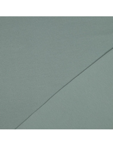 Tessuto jersey di cotone a maglia fine a coste - Verde grigio