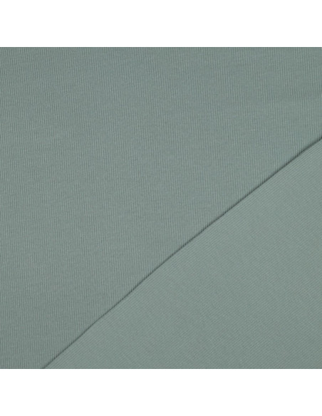 Tessuto jersey di cotone a maglia fine a coste - Verde grigio
